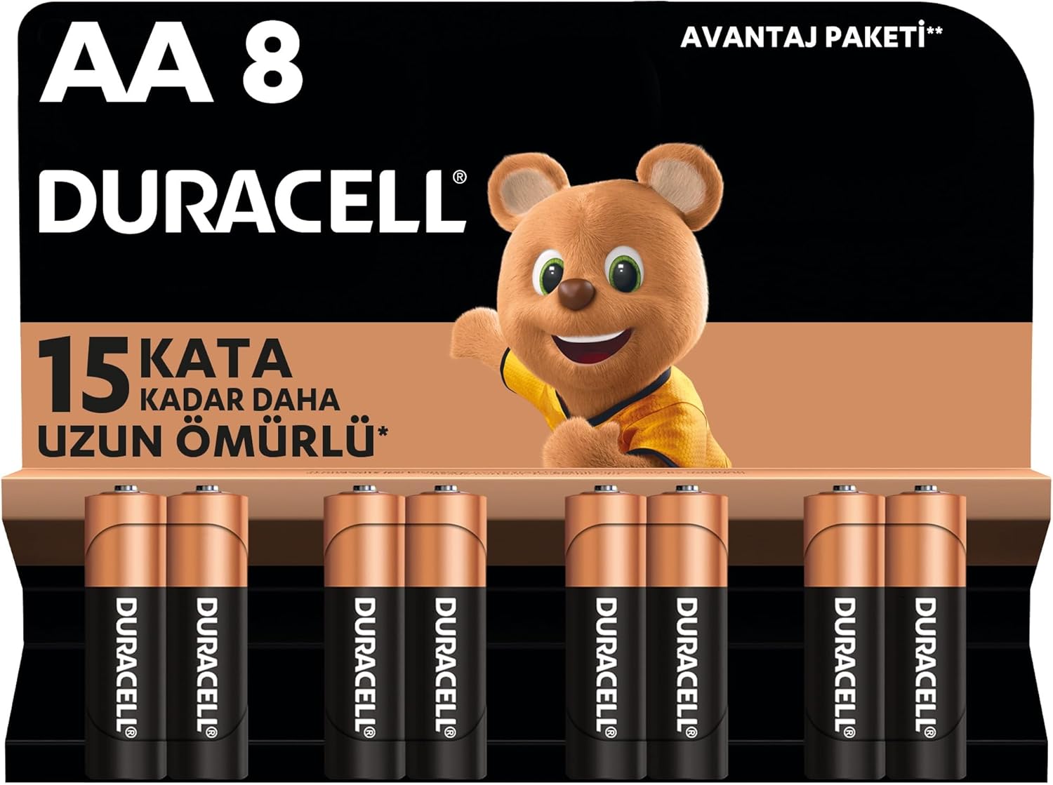 Duracell AA Alkaline Pen Battery pack of 8 1.5V LR6MN1500