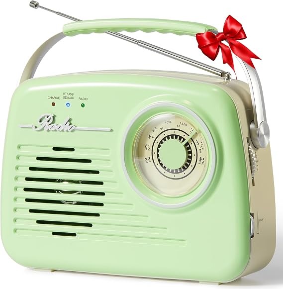 Small Radios Portable AM FM, Vintage Transistor Radio with Bluetooth,