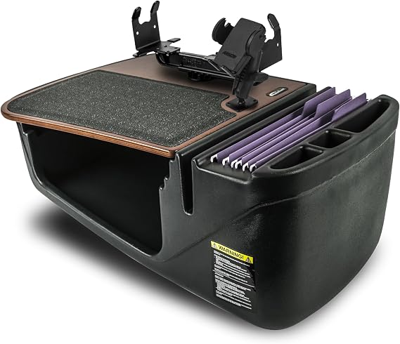 AutoExec GripMaster Car Desk for Your Vehicle Workstation and Mobile Office, Mahogany with Printer Stand and Phone Mount
