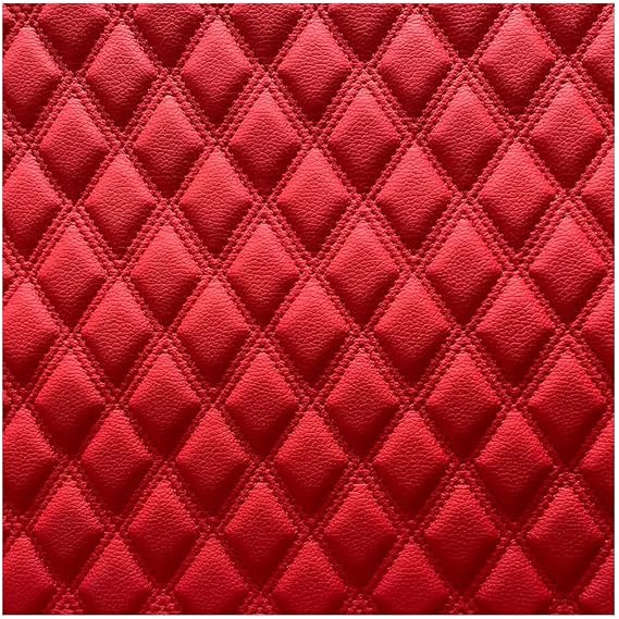 Faux Leather Vinyl Fabric Leather Diamond Stitch Padded Cushion Linen Wadding Faux Automotive, Headliner, Furniture Upholstery, DIY Projects, Headboards, Home Decor(Red,1.55X1m)