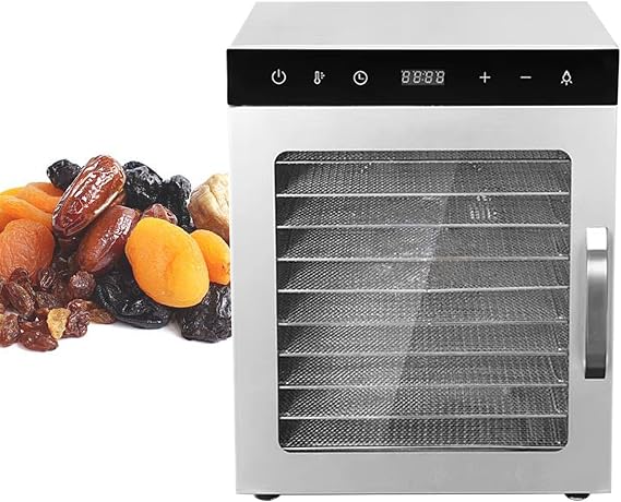 Fruit Freeze Dryer Machine, Stainless Steel Biltong Box, Food Dehydrator and Drying Cabinet - Large Capacity 10/12 Trays, with 20-90C Temp&Timer Control,10layer-220,a-10layer