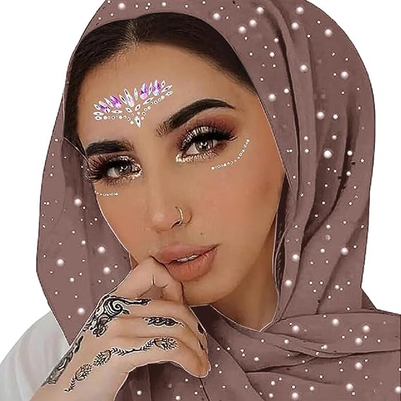 ANKOMINA Women Soft Chiffon Rhinestone Long Scarf Shawl Fashion Muslim Hijab Head Wrap Scarves
