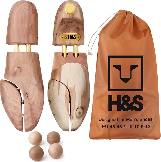 H&S Cedar Wood Shoe Tree Wooden Shoe Stretcher Shaper, Wood, EU 45-46 / UK 10.5-12