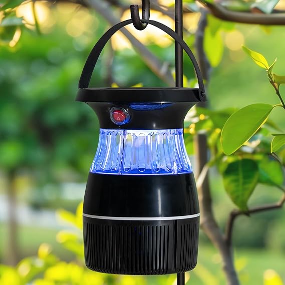SUNJOY Solar Bug Zapper Outdoor, Mosquito Repellent Outdoor Patio, Portable Pest Control Electric Mosquito Zapper Killer with Solar Panel and UV Light for Home, Patio, Backyard, Camping