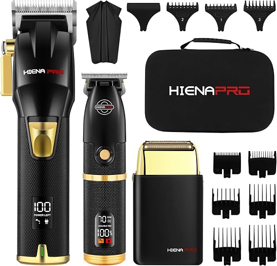 HIENA PRO Hair Clippers Zero Gapped Hair Trimmer Set & Foil Shaver for Men, Professional Cordless Rechargeable Beard Trimmer Barber Hair Cutting Kit with LED Display, Gifts for Men