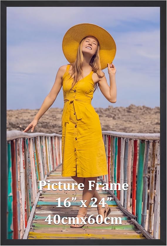 40x60cm Picture Frame Black, Aluminium Photo Frame Large for Posters, Photos and Puzzles, Metal Frame for Living Room, Office, Gallery Wall Mount Display