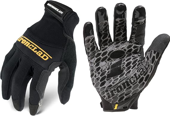 Ironclad Box Handler Work Gloves BHG, Extreme Grip, Performance Fit, Durable, Machine Washable, (1 Pair), Black