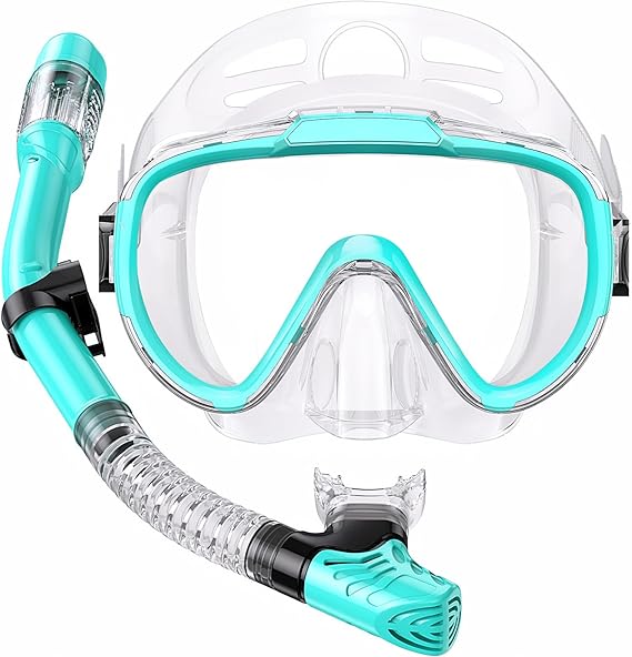 Seovediary Snorkeling Gear for Adults, Anti-Fog Mask with Dry Top Snorkel