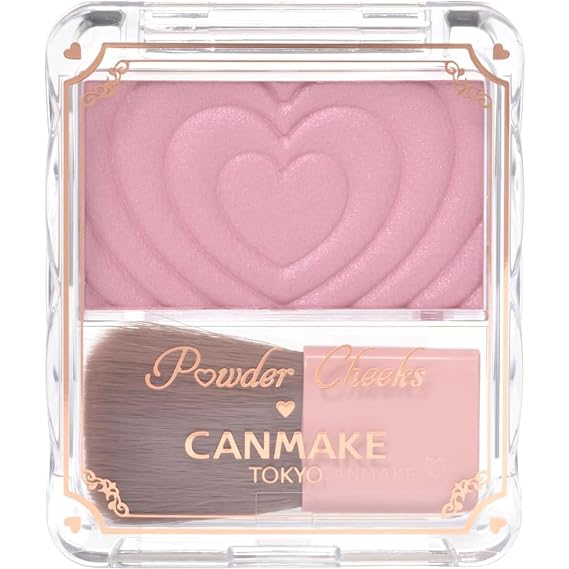 CANMAKE - Powder Cheeks - Fine Pearl Transparent Clear Powder w/Soft Brush - 0.06floz (1.8g) (P05 Classy Mauve Pink)