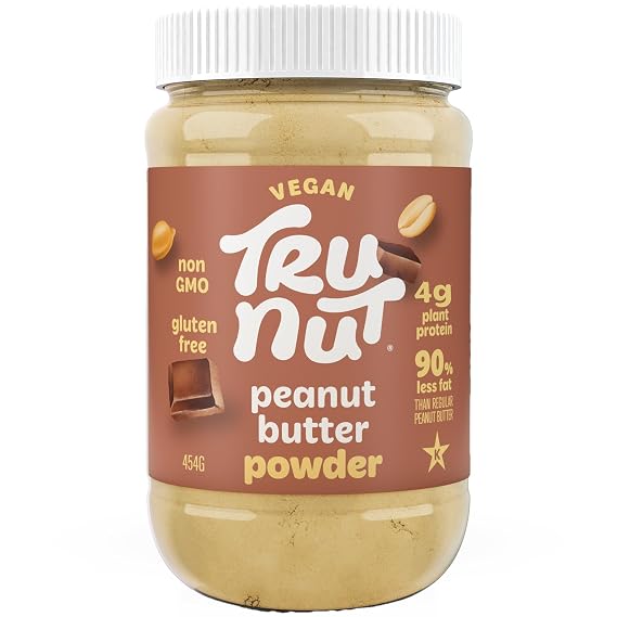 Tru-Nut Chocolate - PB Powder | High Protein, Low Fat | Mix into protein shakes, smoothies, oatmeal, yogurt and acai bowls, add to baking flour| Low Carb, Gluten Free, Vegan | 16oz Jar