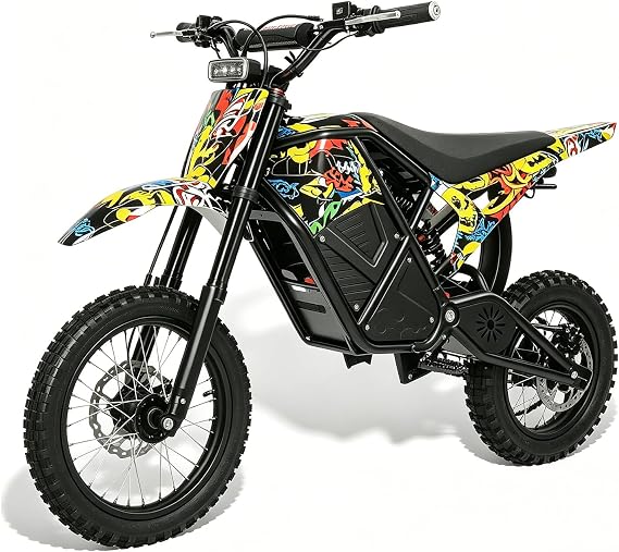 Electric Dirt Bike, 3500W 38MPH Electric-Motorcycle with 48V/23AH Battery Ebike, Full Hydraulic Brakes and Suspensions Mountain Off-Road E Dirt Bike, for Teens & Adults (Graffiti)
