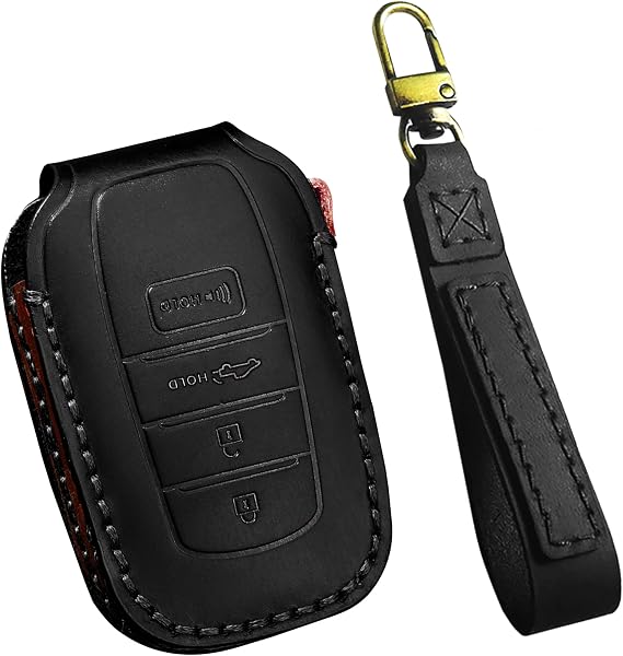 Key Fob Cover for Toyota Tundra Accessories 2026 2022-2025 Sequoia 2023-2026 Camry 2025 2026 Grand Highlander/Tacoma 2024-2026 Crown 2023+ Key Fob Case Shell Protect Key Cover (Black Stitch)