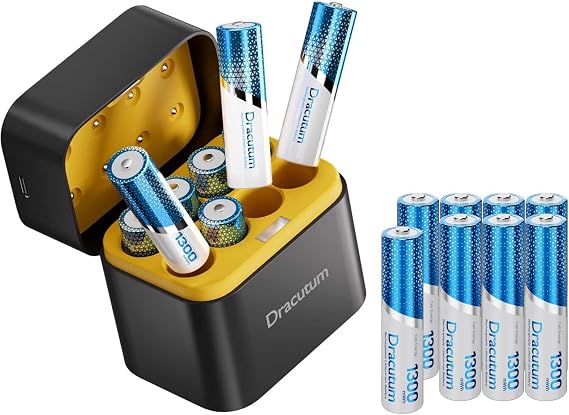 Rechargeable AAA Batteries with Charger, 16 Pack Triple AAA Batteries 1300mWh 1.5V Lithium ion Battery with Smart Battery Charger