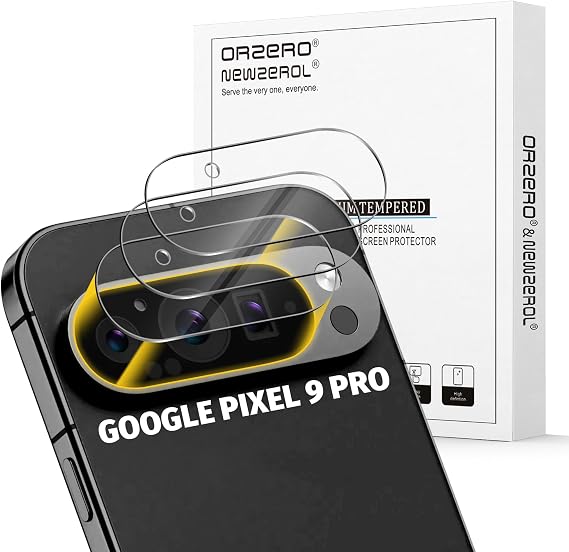 Orzero (3 Pack) Camera Lens Protector Compatible for Google Pixel 9 Pro 6.3 inch (Not for XL Model) Protector de Camera Case Friendly Tempered Glass 9H High Definition Microphone Cutout Anti-Scratch