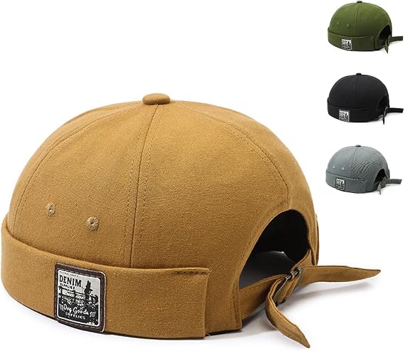 Moorle Docker Hat Men's Summer Docker Cap Adjustable (Approx. 54-62 cm) 100% Cotton Docker Hat for Women