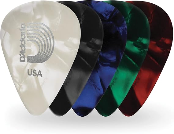 D'Addario Celluloid Guitar Picks - Guitar Accessories - Guitar Picks for Acoustic Guitar, Electric Guitar, Bass Guitar - Natural Feel, Warm Tone - Assorted, Extra Heavy 1.25mm Heavy, 10-pack