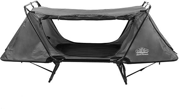 Kamp-Rite Original Quick Setup 1 Person Multifunctional Cot Convertible as Lounge Chair, and Tent with 2 Zippers and Mesh Entry Doors, Gray