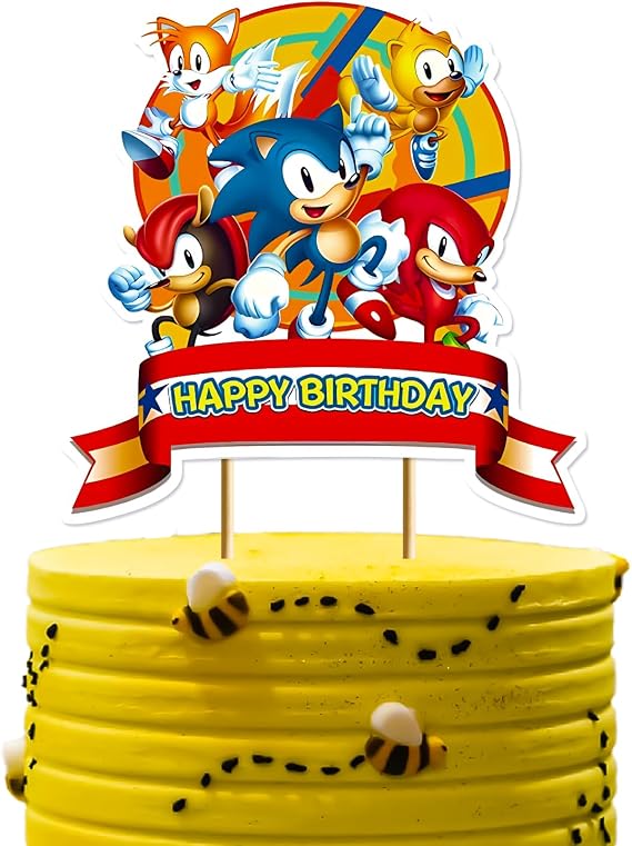 3 Cake Decorations for Sonic Cake Toppers Birthday Party Supplies Cupcake Topper Decor