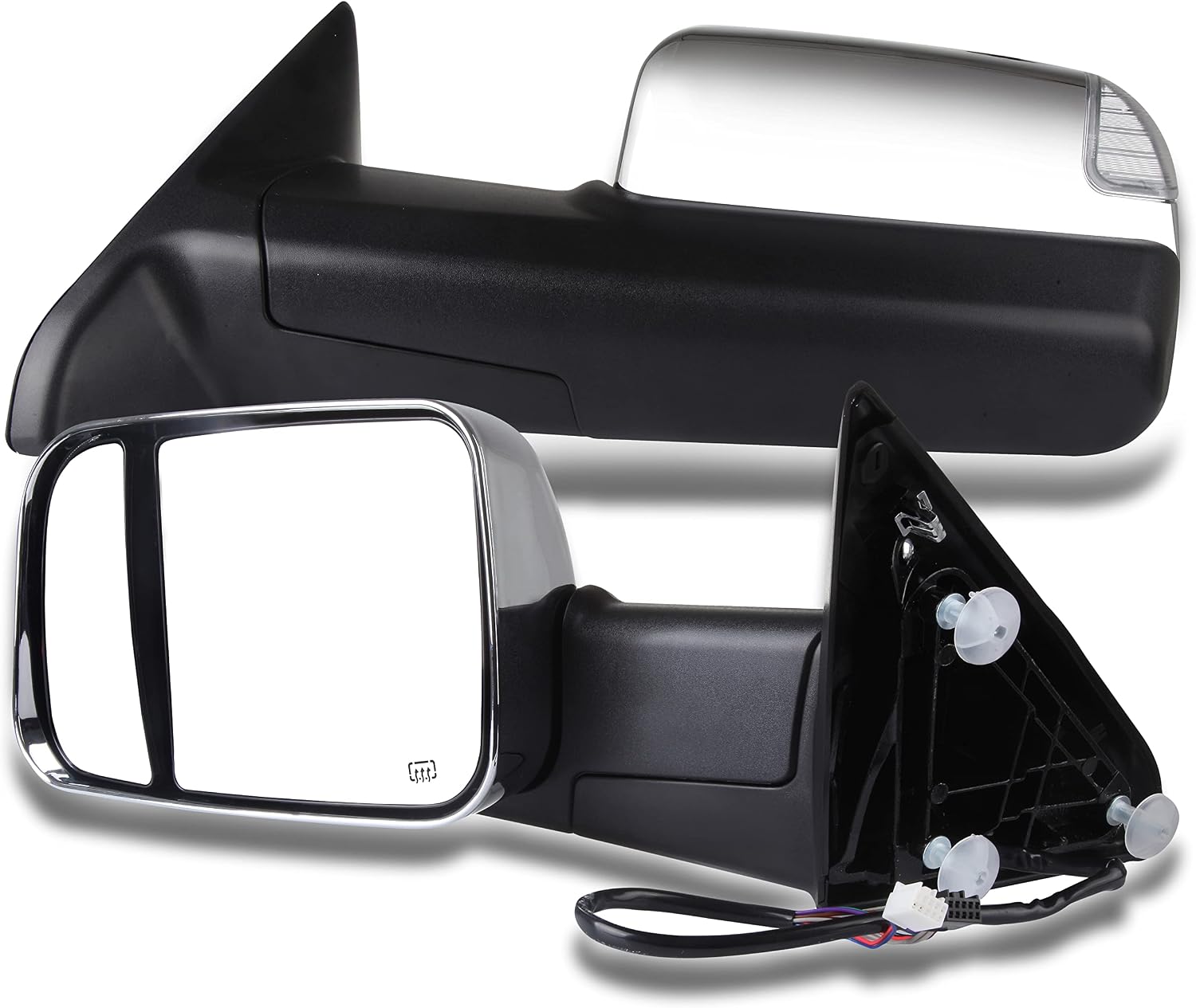 Towing Mirrors Compatible with 2011-2016 for Dodge for Ram 150025003500 Tow Mirrors with Driver and Passenger Side Power Heated With Turn Signal Light Puddle Light Manual Flip Up