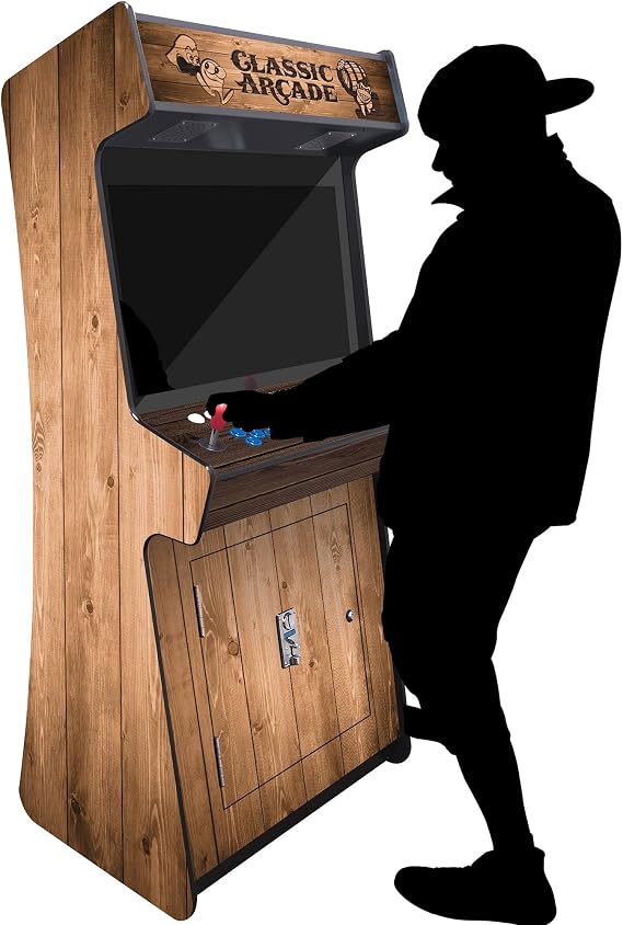Creative Arcades Full-Size Commercial Grade Cabinet Arcade Machines | Stools Included | Slim Woodgrain Edition | 32" Screen (4500 Games (Slim 2-Player), Light Pine)