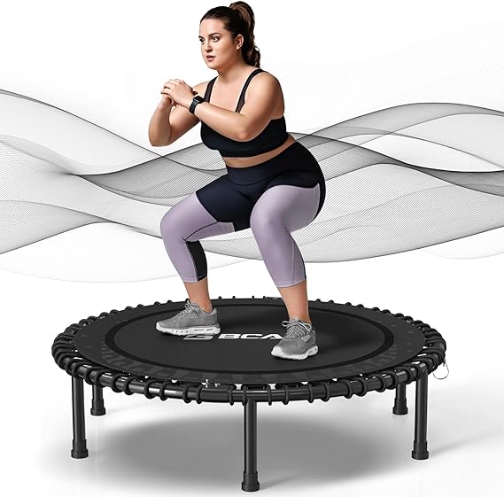 BCAN BT2 Mini Rebounder Trampoline for Adults|Bungee|No Handle|FED Fitness | 40/48" Foldable Fitness Rebounder for Indoor Workouts|450 lb|32 Quiet Low-impact Bungee Cords