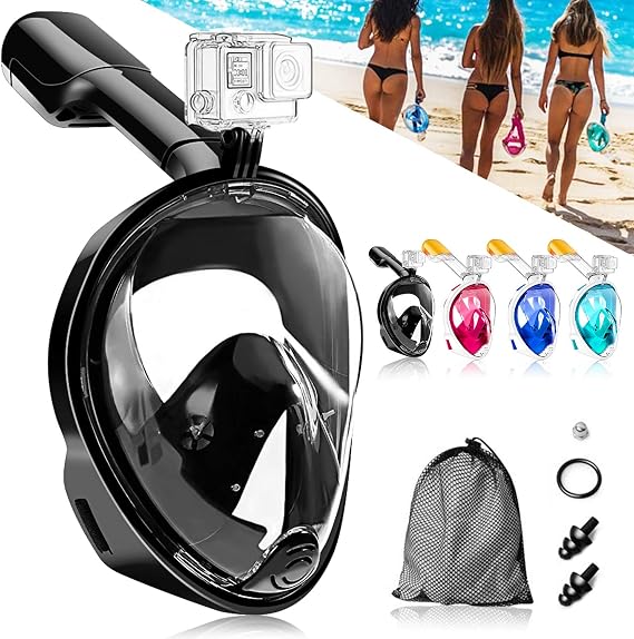 Snorkel Mask, Water Prevention, Diving Mask, 180° Panoramic Sea View, Full Face Type, Anti-Fog Design, Freely Breathable, Diving Mask, Snorkeling Equipment, Sports Camera Attachment, Unisex