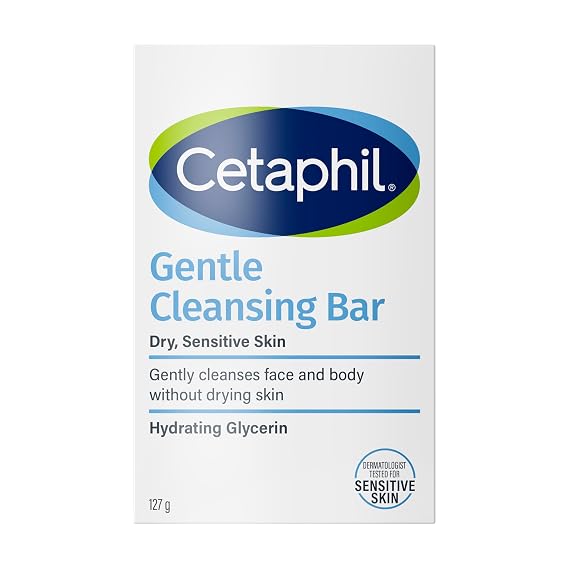Cetaphil Gentle Cleansing Bar, 4.5 oz, Nourishing Cleansing Bar For Dry, Sensitive Skin, Non-Comedogenic, Non-Irritating for Sensitive Skin (Packaging May Vary)