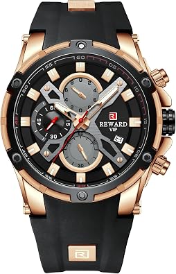 Men's Watch Fashion Tonneau Wrist Watches (Chronograph/Waterproof/Luminous/Calendar) Silicon Strap Quartz Watch for Men
