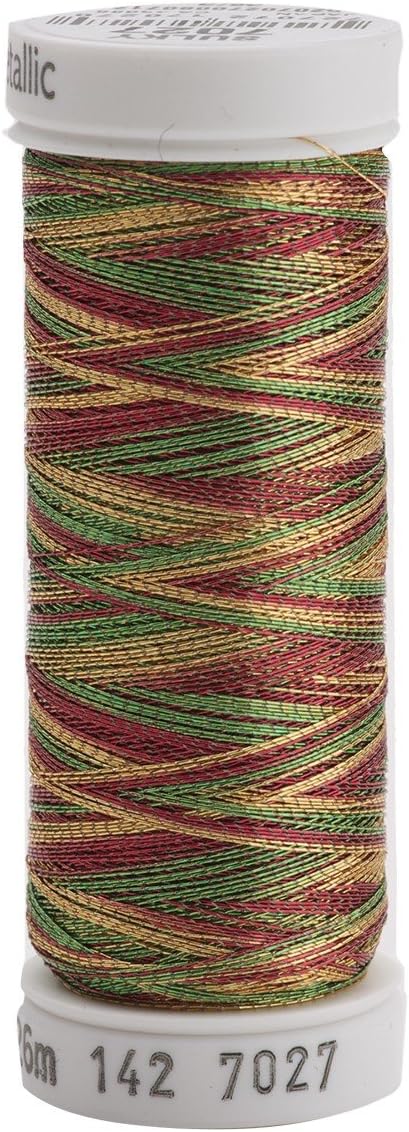 Sulky Metallic Thread for Sewing, Cranberry, Gold and Pine Green