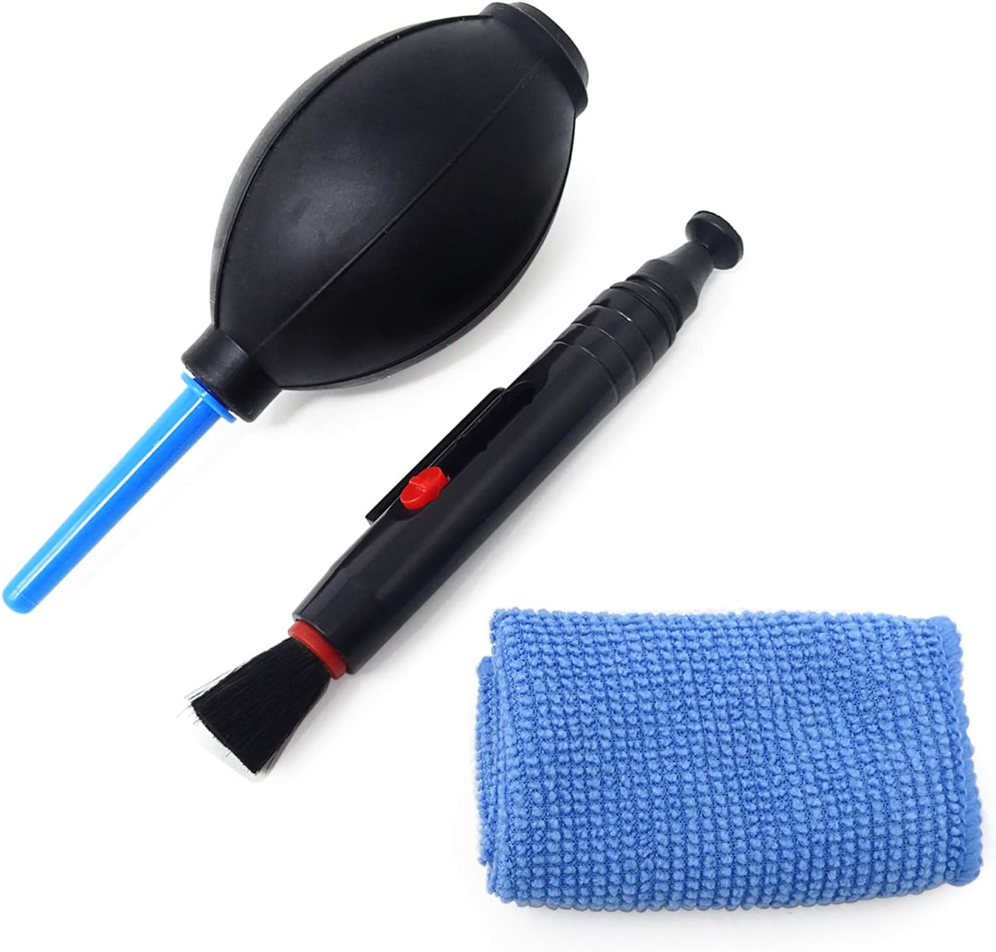 Honbay 3-in-1 Camera Cleaning Kit: Air Blower, Cloth, Pen - Black Silicone for Optics