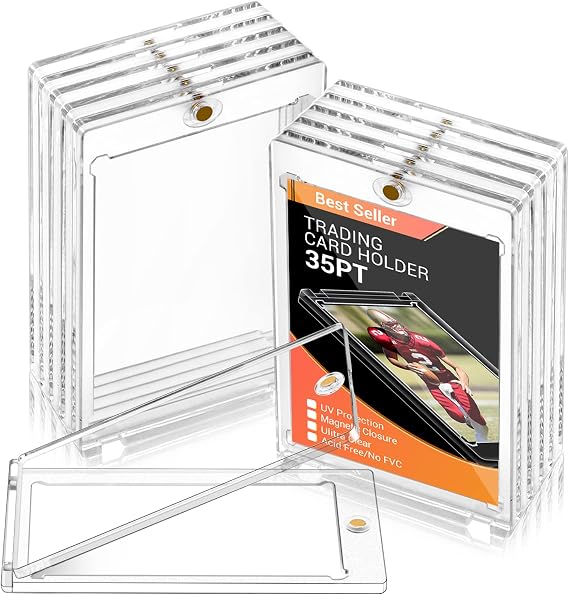 SUNEZLGO 10 Pack - Magnetic Card Holder, 35PT Magnetic Baseball Trading Card Holder, Hard Acrylic Card Cases, Card Protector for Game Baseball Sports Card, Fit for Standard Card