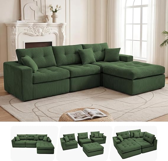 114" L-Sectional Couches for Living Room, Modular Sectional Sofa