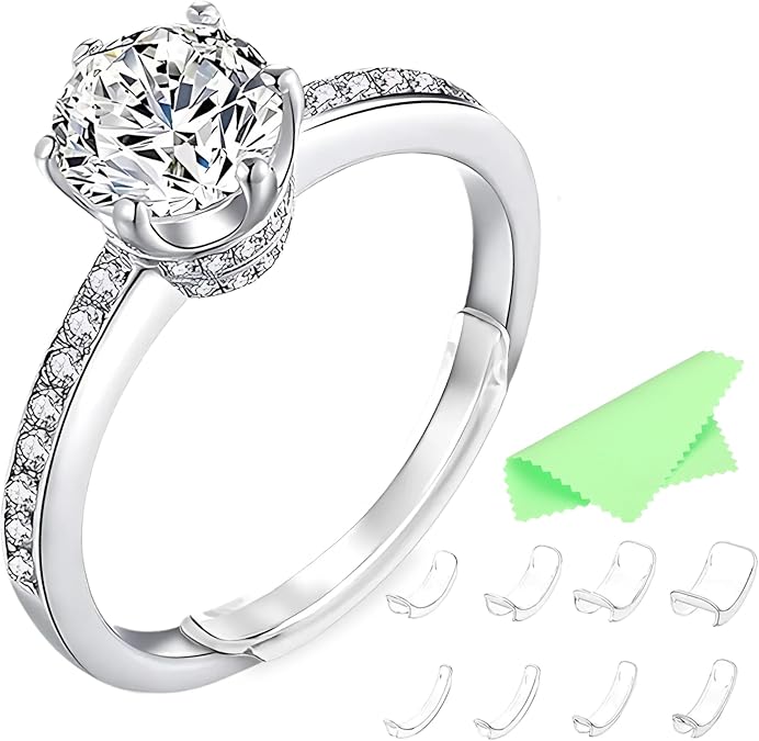 Ring Adjuster for Loose Rings - Ring Tightener for 1-10 mm Band Widths - Invisible Ring Sizer Guards - Fit Almost Any Size Rings - 8 Pack
