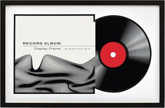 MCS Double Matte Record Album Frame, 16.5x25 Record Frame, Black Frame for LP Vinyl Record & Jacket Display with Black Matting (1-Pack)