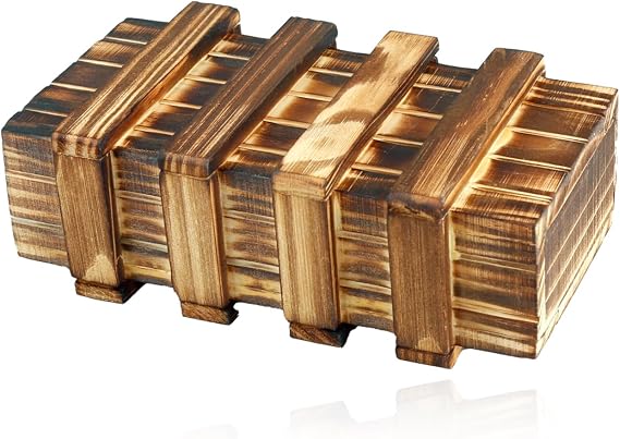 Large Wooden Puzzle Box, Secret Compartment Brain Teaser Case, Intermediate Skill Level Wooden Mystery Box for Storing Small Treasures