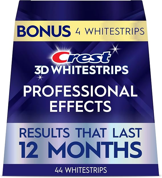 Crest Teeth Whitening Strips, Crest 3D Whitestrips Professional Effects, Enamel Safe Teeth Whitening Kit, 22 Treatments (44 Strips), Professional-Level Whitening, 19 Levels Whiter