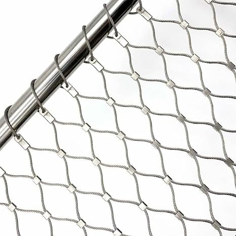 Metal Mesh Stainless Steel Rope Net 6cm, Flexible Cable Balustrade Mesh, Safety Net Fall Protection Fence for Balcony Stair Garden(6cm/2mm,0.7x20m)