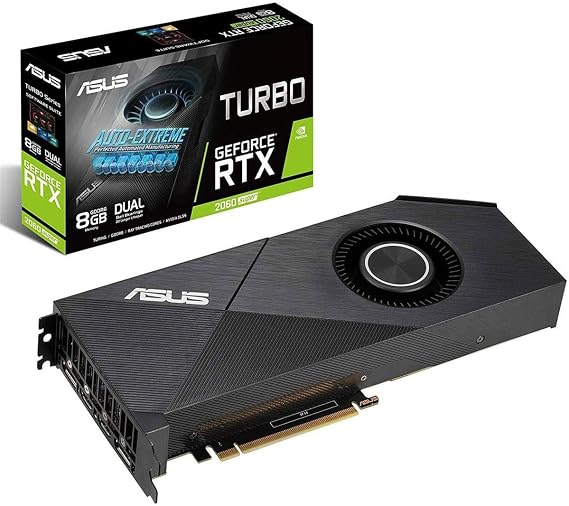 ASUS GeForce RTX 2060 Super 8G Turbo Edition GDDR6 HDMI DisplayPort Graphics Card (TURBO-RTX2060S-8G-EVO)