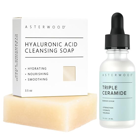 Asterwood Hyaluronic Acid Face Bar + Triple Ceramide Serum 1 oz