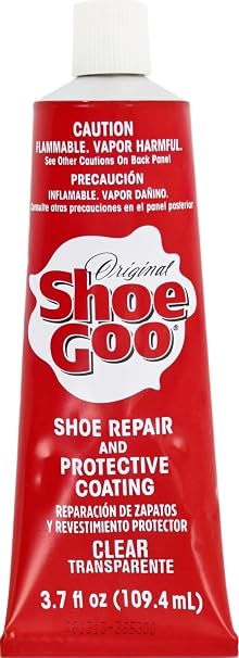 SOF SOLE Original Shoe Goo - 3.7 fl oz Tube - Clear Shoe Glue - Repairs Soles, Heels, Patches Small Holes - Bonds on Contact, Dries Within 24 Hrs, Waterproof - Works on Leather, Rubber, Vinyl, Canvas
