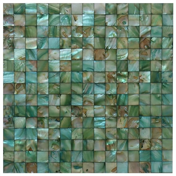 MOP Green Peel and Stick Mother of Pearl Backsplash Tile 1 Sheet | 12x12 Inch Self-Adhesive Seashell Mosaic for Kitchen and Living Room