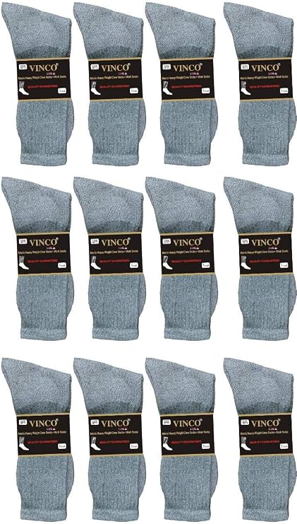 Vinco Mens Casual Cotton Crew Socks for All Purpose Work Sports 60 pairs Bulk & Wholesale
