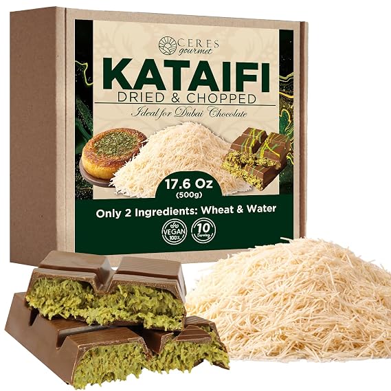 Ceres Gourmet Dried Kataifi Fillo Dough Authentic Turkish Shredded and Chopped Kadayif (Kataifi) Pastry, Perfect for Kunafa, Knafeh & Baklava, Dubai Chocolate Freshly Packaged (1.1 Lb)
