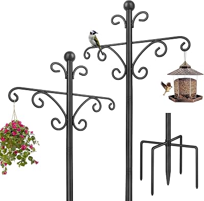 Shepherds Hooks for Outdoor, 2 Pack 76 Inch Heavy Duty Double Shepherds Hook for Bird Feeder, Garden Plant, Solar Light Lantern