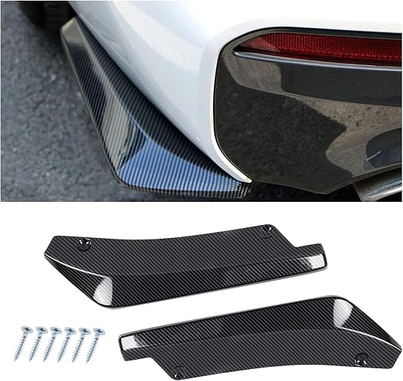 Augeny 2 PCS Rear Bumper Canard Diffuser, Anti-Crash Bumper Lip Body Kit, Universal Rear Installed Lip Diffuser Splitter Canard Protector (Carbon Fiber)