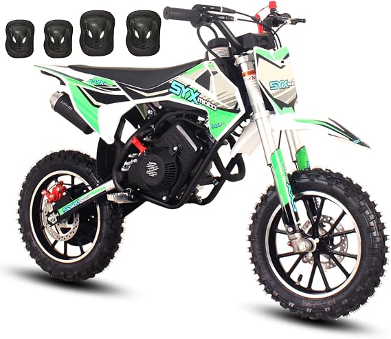 SYX MOTO VK Dirt Bike 60cc 4-Stroke Gas Powered Motorcycle Pit Bike Automatic Transmission Pull Start Up to 22 Mph 2.0 hp 10'' Wheel-Green