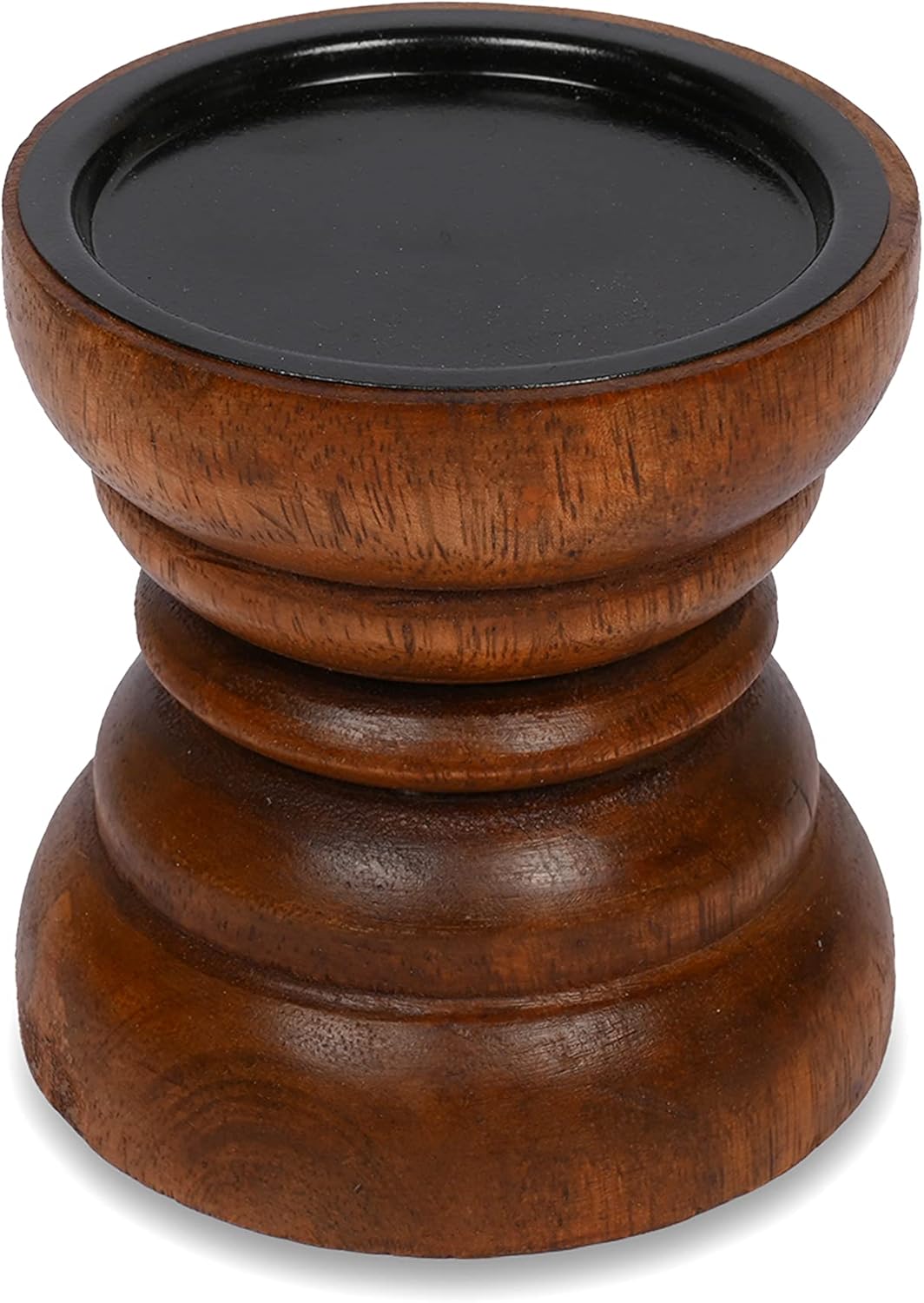 Natural Mango Wood Pillar Candle Holder That Will Look Amazing in Your Home, Kitchen, Dining Room, or Bedroom 10.16cm x 10.16cm x 10.16cm,Red Finish