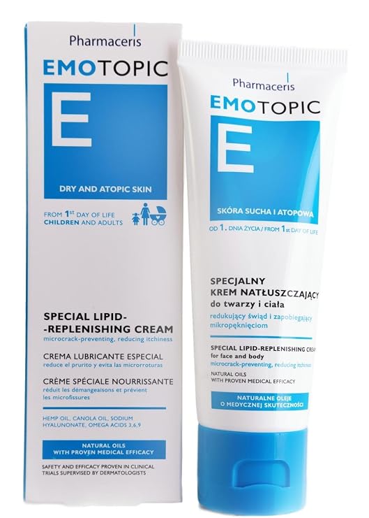 Eczema Dermatitis & Dry Skin Moisturizer, Newborns to Adults, Lipid Replenishing Cream, Face & Body Treatment, Fragrance-Preservative-Paraben Free, by Pharmaceris, 75ml
