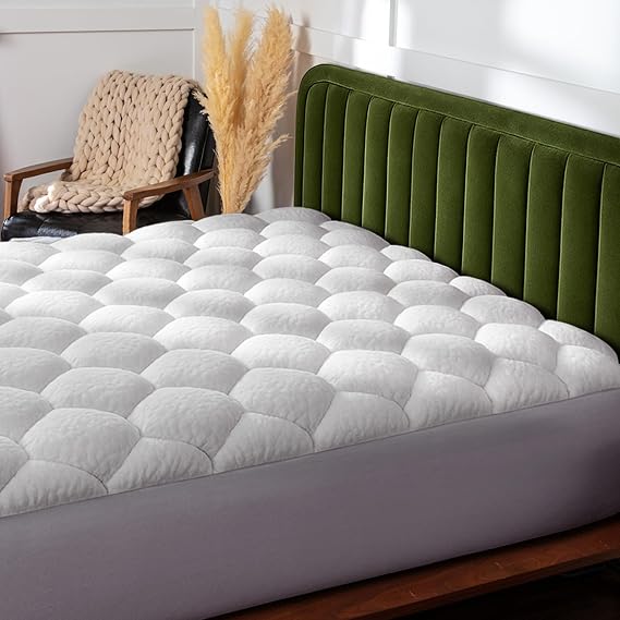 Viscosoft Pillow Top Mattress Pad - Twin Size - Viscose from Bamboo Cover | Overstuffed 750 GSM Fiberfill Down Alternative - Breathable Viscose from Bamboo Cover - 18" Deep Pocket Elastic Skirt