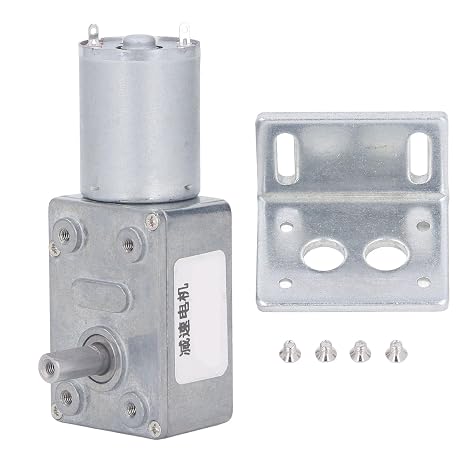 24V DC Gear Motor 12mm Single Shaft 4 to 25kg.cm Self Locking Reversible Gear Motor with Base for Machines (6RPM)
